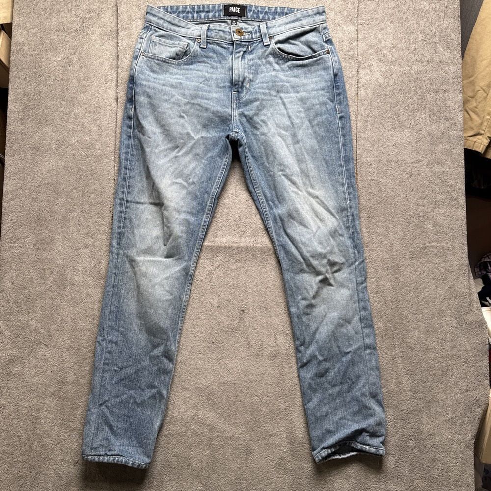 Paige Federal Jeans Mens 30x28 Straight Leg Libertine Light Wash Faded Relax